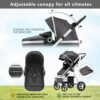 Blahoo Baby Stroller for Newborn, 2 in1 High Landscape Stroller, Foldable Aluminum Alloy Pushchair with Adjustable Backrest.Adjustable Awning, Variable Seat and Recliner(Black)