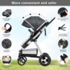Blahoo Baby Stroller for Newborn, 2 in1 High Landscape Stroller, Foldable Aluminum Alloy Pushchair with Adjustable Backrest.Adjustable Awning, Variable Seat and Recliner(Black)