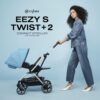 CYBEX Eezy S Twist +2 V2 Baby Stroller with 360Â° Rotating Seat for Infants 6 Months and Up - Compatible with CYBEX Car Seats, Moon Black