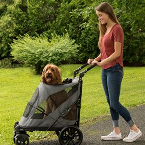 Pet Gear NO-Zip Pet Stroller with Dual Entry, Push Button Zipperless Entry for Single or Multiple Dogs/Cats, Pet Can Easily Walk in/Out, No Need to Lift Pet, Gel-Filled Tires, 1 Model, 4 Colors