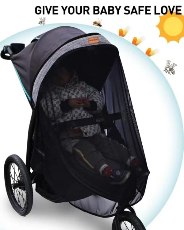Stroller Sun Shade - Universal Stroller Sun Shade for Travel Strollers, Jogging Strollers; Baby and Toddler Travel Essential; Safely Blocks Up to 97% of UV, Easy to Install