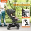 VEVOR Standard Baby Infant Stroller, Toddler Stroller with 95Â°-150Â° Adjustable Backrest & & 0/90Â°Adjustable Footrest & One-Click Folding, Newborn Stroller with Cup Holder and Carry Bag, Black