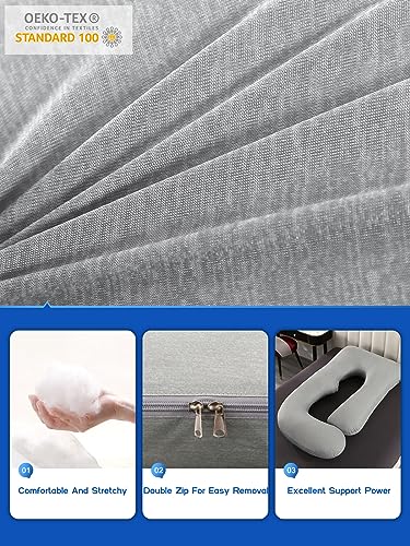 Wndy Dream Pregnancy Pillow With Cooling Cover Side J Type Full Body Pillow For Back Legs And Belly Support Comfortable Slumber For Pregnant Womengrey 3
